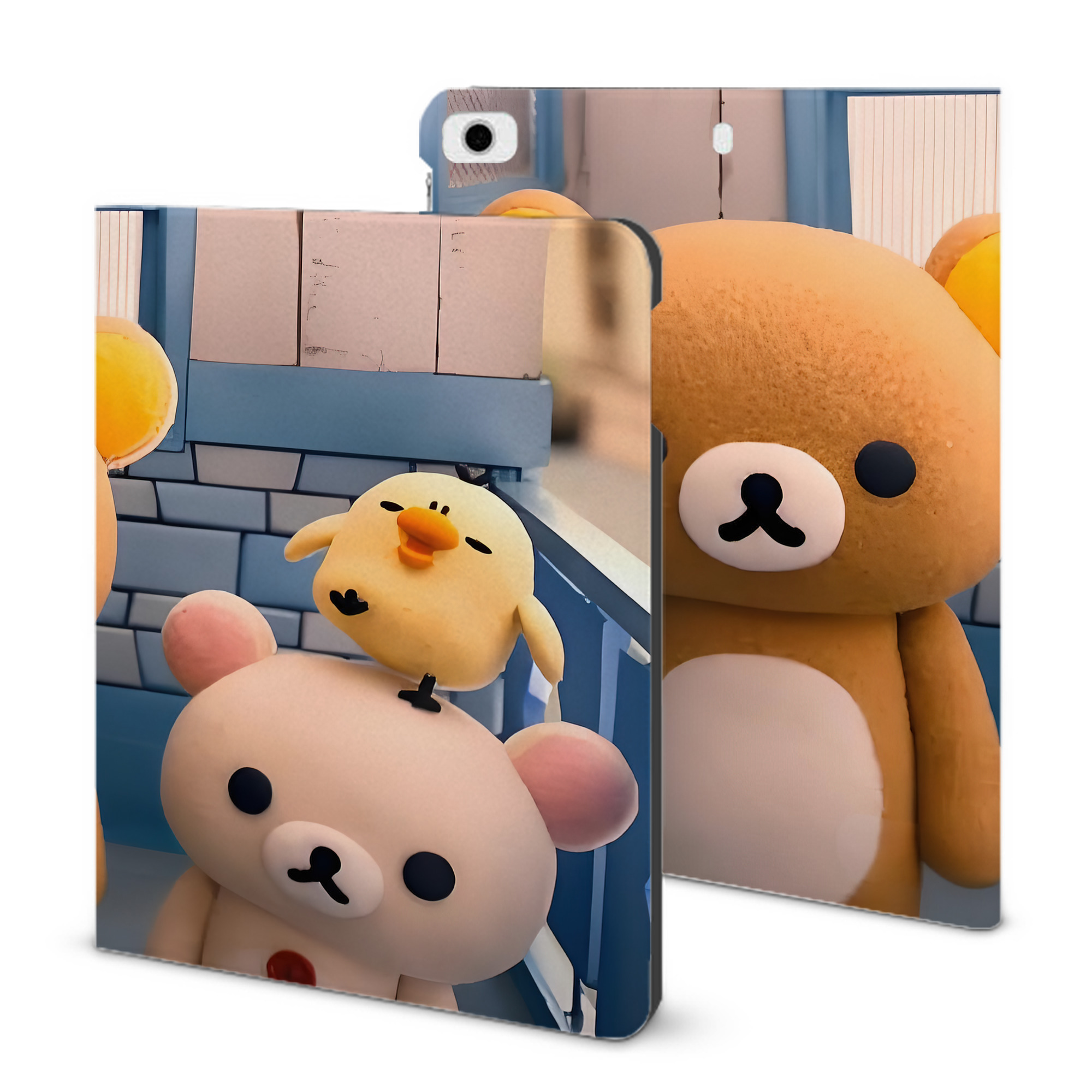 （画像用） リラックマ リラックマ キイロイトリ Rilakkuma Korilakkuma Kiiroitori IPad ケース ブック型 PUレザー TPU 耐衝撃 軽量 薄型 ペン収納なし 全面保護 IPad 各モデル対応